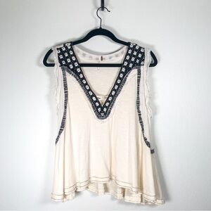Free People Market Place Top, Size Small, Cream and Black